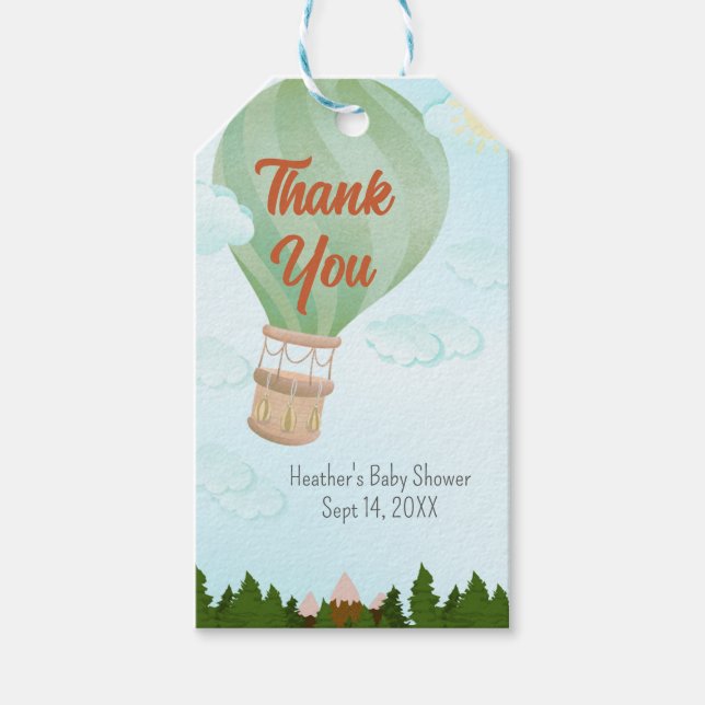 Étiquettes-cadeau Adventure Await Hot Air Balloon (Devant)