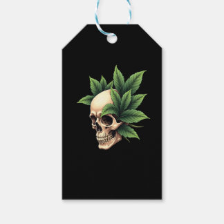 Étiquettes-cadeau Aesthetic Goth Grunge Skull Tropical Monstera Leaf