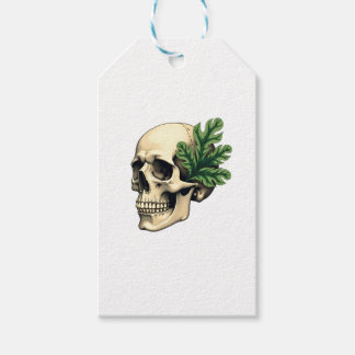 Étiquettes-cadeau Aesthetic Goth Grunge Skull Tropical Monstera Leaf