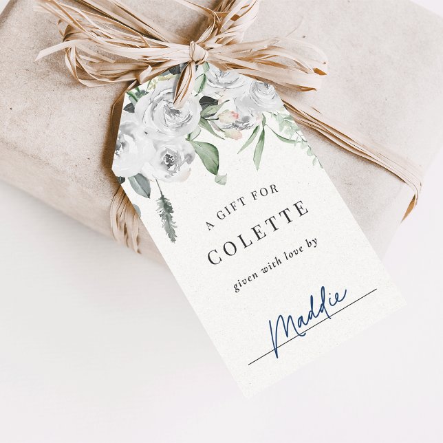 Étiquettes-cadeau Affichage de douche de mariage eucalyptus floral b (Créateur téléchargé)
