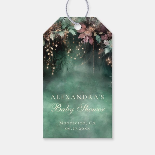 Étiquettes-cadeau Affiche de bienvenue Baby shower en arc forestier  (Devant)