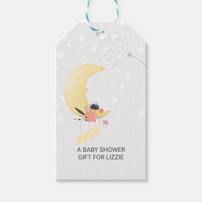 Étiquettes-cadeau Afficher la lune de douche et les étoiles Personna (Devant)