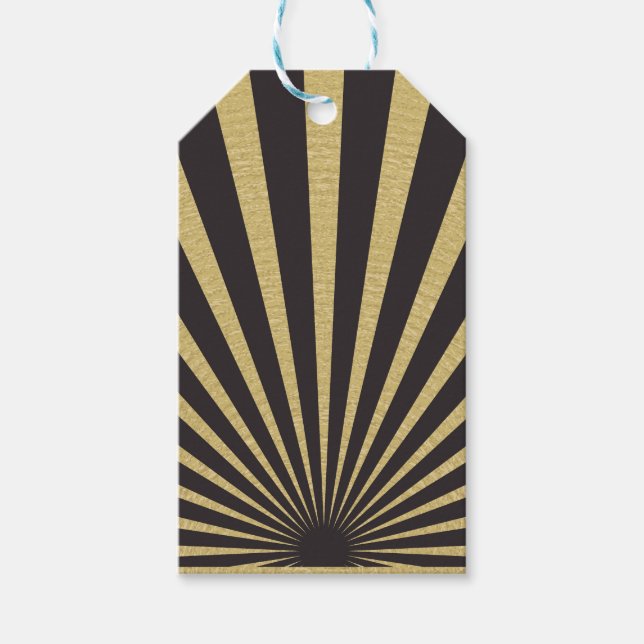 Étiquettes-cadeau Affiches à rayures Sunburst (Devant)