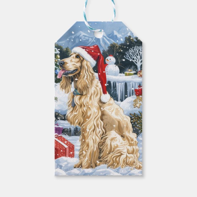 Étiquettes-cadeau Afghan Hound Dog Winter Wonderland Noël Joie (Devant)
