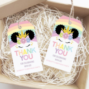 Étiquettes-cadeau Afro Puff Unicorn Rainbows Birthday Party Favor