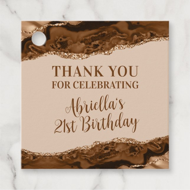 Étiquettes Cadeau Agate Brown élégante (Devant)