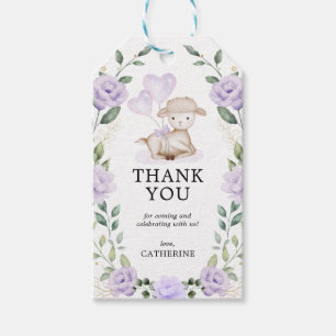 Étiquettes-cadeau Agneau de printemps violet Baby shower floral Anni