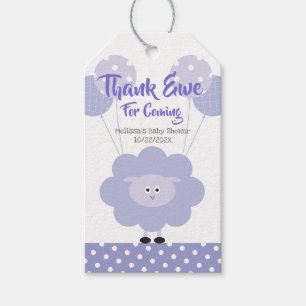 Étiquettes-cadeau Agneau violet Merci bébé Douche moderne mignon dou