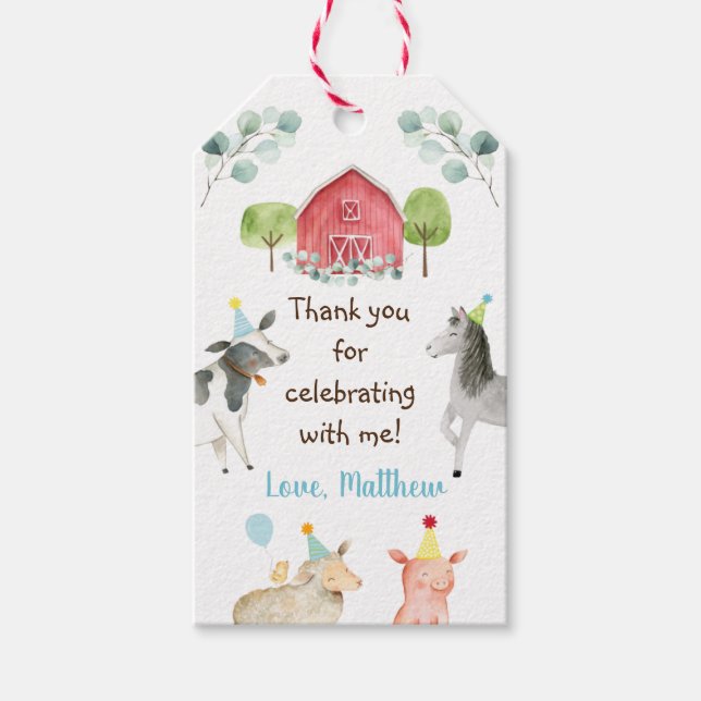 Étiquettes-cadeau Agritourisme Barnyard Anniversaire (Devant)