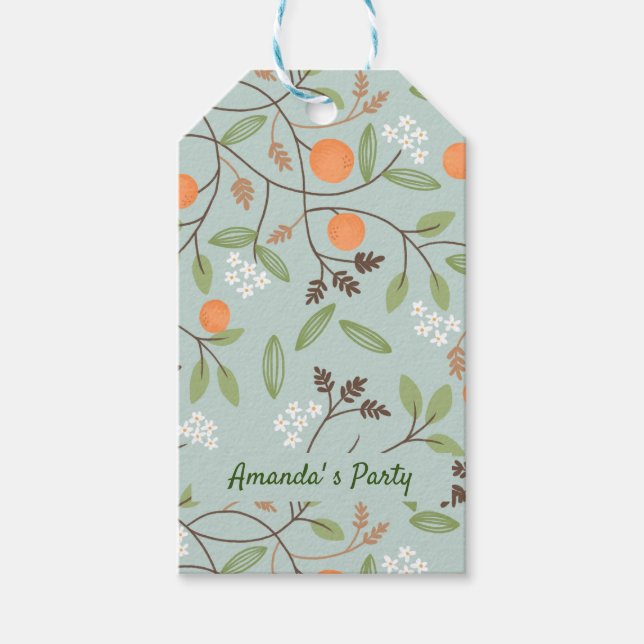 Étiquettes-cadeau Agrumes verts et fleurs d'orange (Devant)