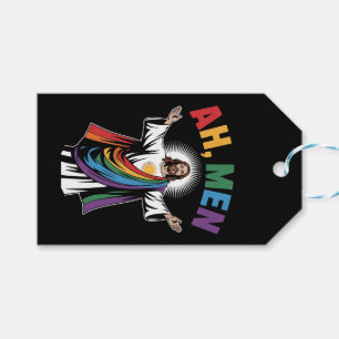 Étiquettes-cadeau Ah Men Funny Jesus LGBTQ Gay pride Arc-en-ciel