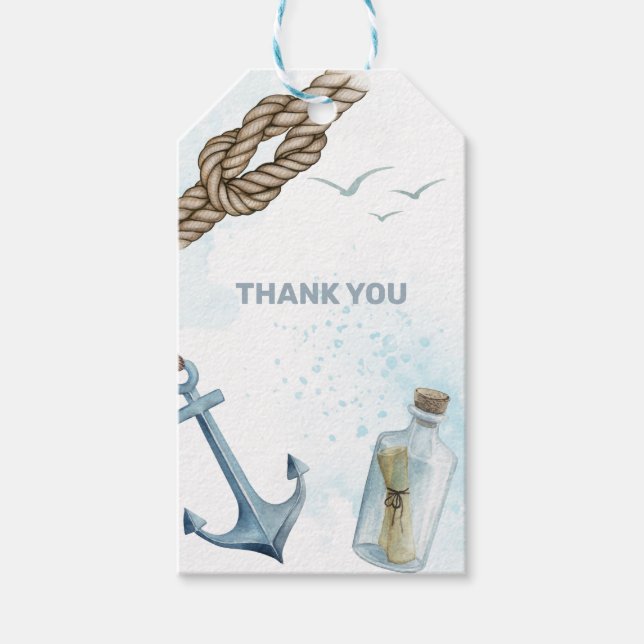 Étiquettes-cadeau Ahoy ! Balises cadeaux Baby shower nautique (Devant)