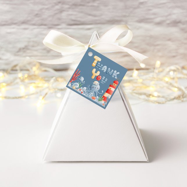 Étiquettes Cadeau Ahoy C'est un Baby shower nautique bleu garçon (Créateur téléchargé)