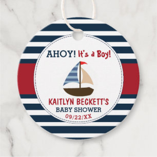 Étiquettes Cadeau Ahoy C'est un garçon ! Baby shower nautique