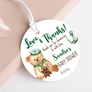 Étiquettes Cadeau Ahoy c'est un garçon en peluche baby shower merci