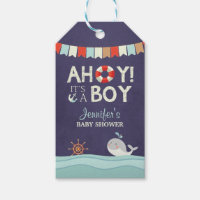 Ahoy c'est un garçon Favor tags Nautical Ocean Wha