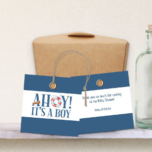 Étiquettes Cadeau Ahoy C'est un garçon Merci de Typographie Bleue