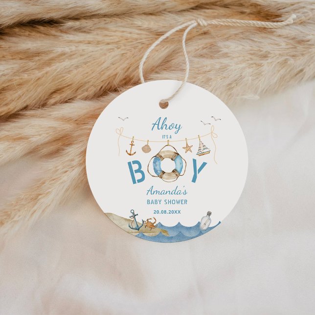 Étiquettes Cadeau Ahoy nautique C'est un Baby shower garçon (Créateur téléchargé)