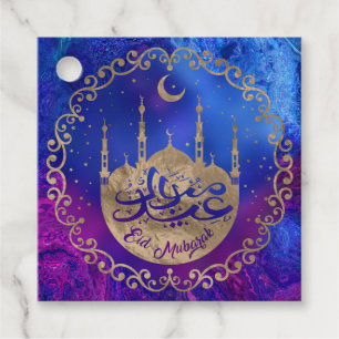 Étiquettes Cadeau Aïd Moubarak - Or pastel et violets