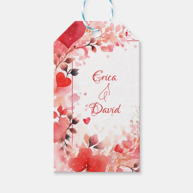 Étiquettes-cadeau Aimer aquarelle | Personnalisé | Saint Valentin (Devant)