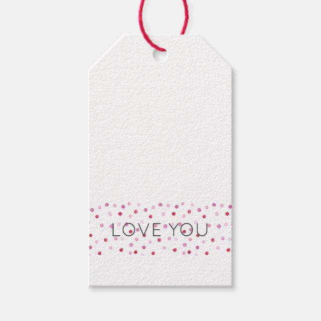 Étiquettes-cadeau Aimez-vous rose Aquarelle Dots doux Valentine Fun (Devant)