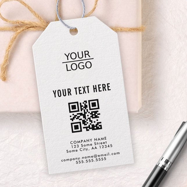 Étiquettes-cadeau Ajouter un logo QR Code Promotion de texte personn (Créateur téléchargé)