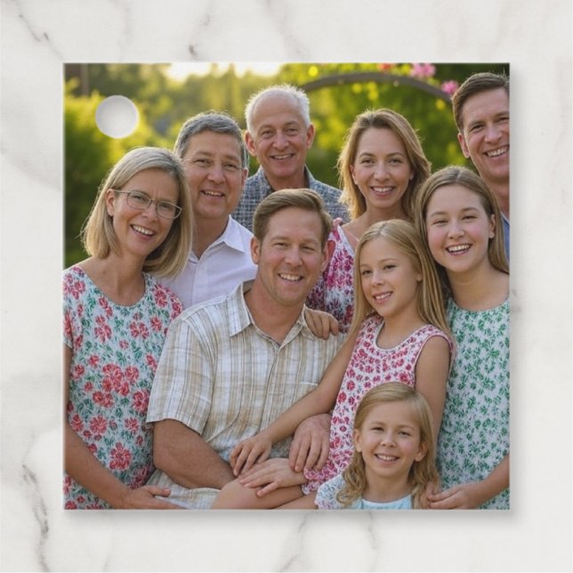Étiquettes Cadeau Ajouter une Personnaliser photo de réunion de fami (Devant)