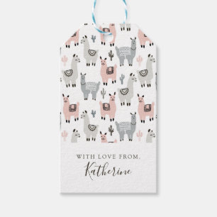 Étiquettes-cadeau Ajoutez votre motif   de sourire nommé de lamas