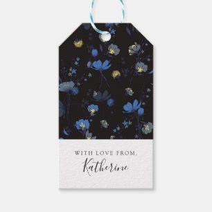 Étiquettes-cadeau Ajoutez votre motif floral soufflé par vent nomm