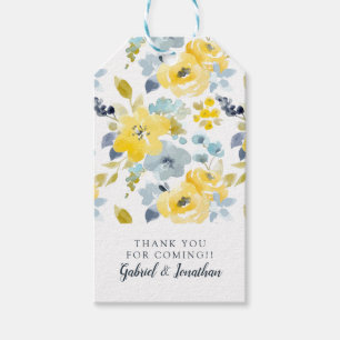 Étiquettes-cadeau Ajoutez votre motif jaune et bleu nommé de