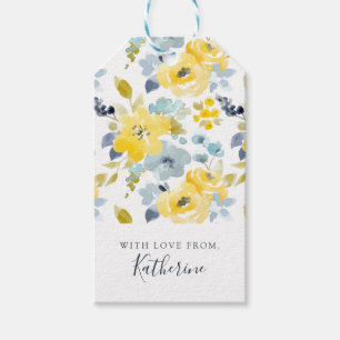 Étiquettes-cadeau Ajoutez votre motif jaune et bleu nommé de