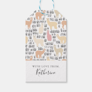 Étiquettes-cadeau Ajoutez votre nom Flux De Motif Alpacas