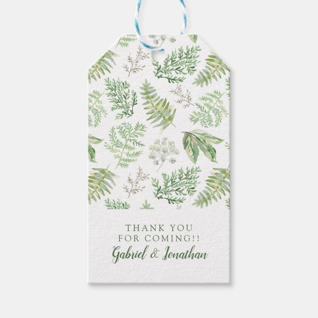 Étiquettes-cadeau Ajoutez votre nom | Forest Greenery Motif (Devant)