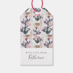 Étiquettes-cadeau Ajoutez votre nom   Motif de cactus aquarelle