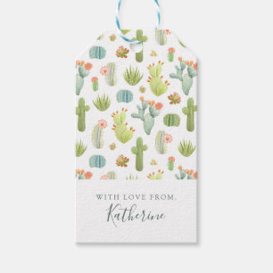 Étiquettes-cadeau Ajoutez votre nom Motif debout de Cactus mignons