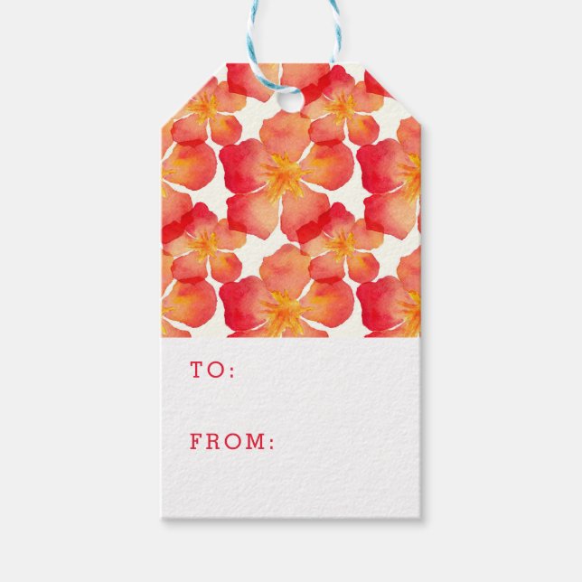 Étiquettes-cadeau Ajoutez votre nom | Orange Oleander motif floral (Devant)