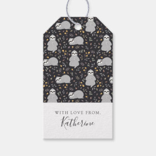 Étiquettes-cadeau Ajoutez votre nom   Tropical Baby Sloth Motif
