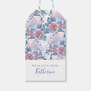 Étiquettes-cadeau Ajoutez votre   nommé rose et motif de rose de
