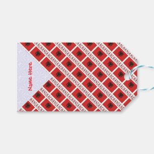 Étiquettes-cadeau Albanie Drapeau Albanais Personnalisé Carreaux Rou