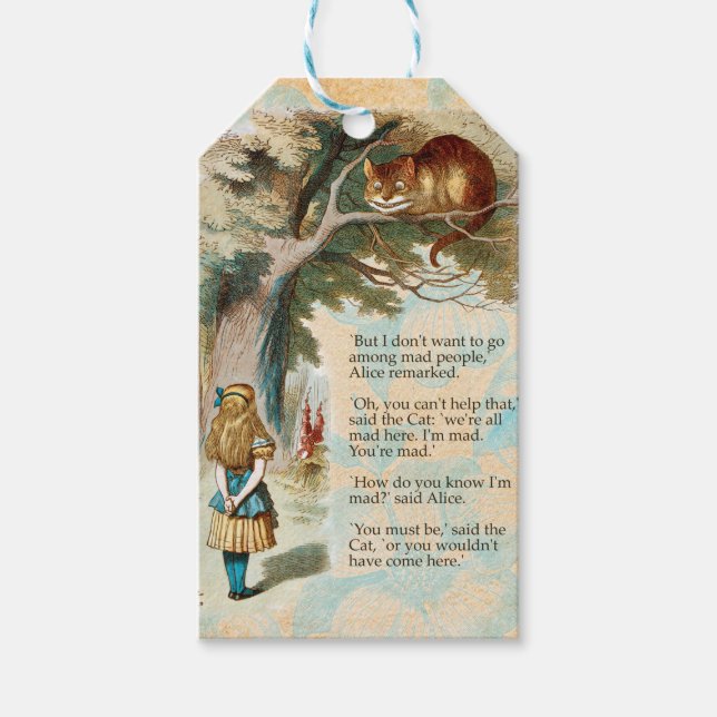 Étiquettes-cadeau Alice au pays des merveilles Cheshire Cat Mad (Devant)