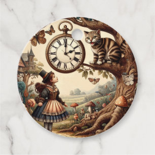 Étiquettes Cadeau Alice & Cheshire Chat : Whimsical Wonderland Imagi