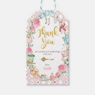 Étiquettes-cadeau Alice dans l'Onederland Mad Tea Party Fille Annive