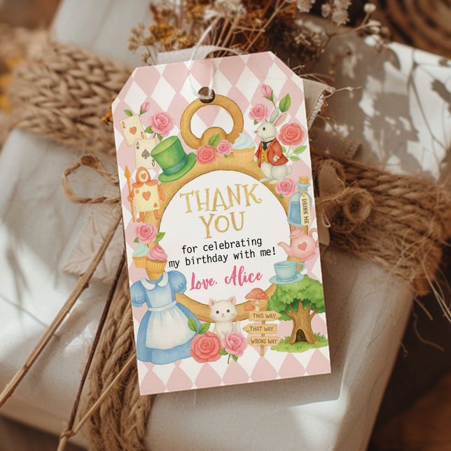 Étiquettes-cadeau Alice dans l'Onederland Tea Party Anniversaire Mer (Créateur téléchargé)