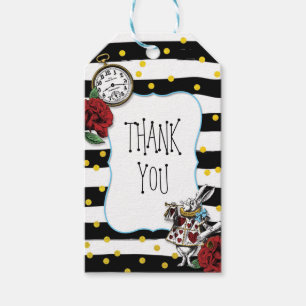 Étiquettes-cadeau Alice et Wonderland MERCI rayé