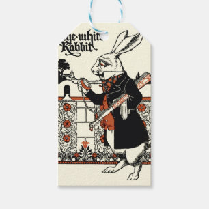 Étiquettes-cadeau Alice Lapin Blanc Classique Wonderland