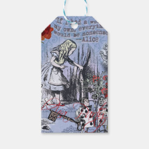Étiquettes-cadeau Alice nonsense rideau merveilleux - Bleu