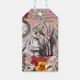 Étiquettes-cadeau Alice rideau de nonsens merveilleux classique