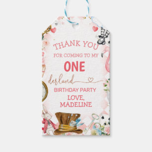 Étiquettes-cadeau Alice Rose dans l'Onederland 1er anniversaire