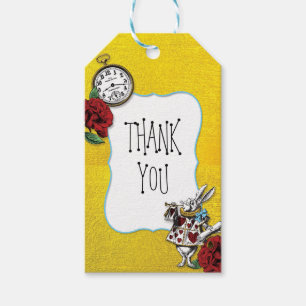 Étiquettes-cadeau Alice Whimsical au Wonderland Merci Or
