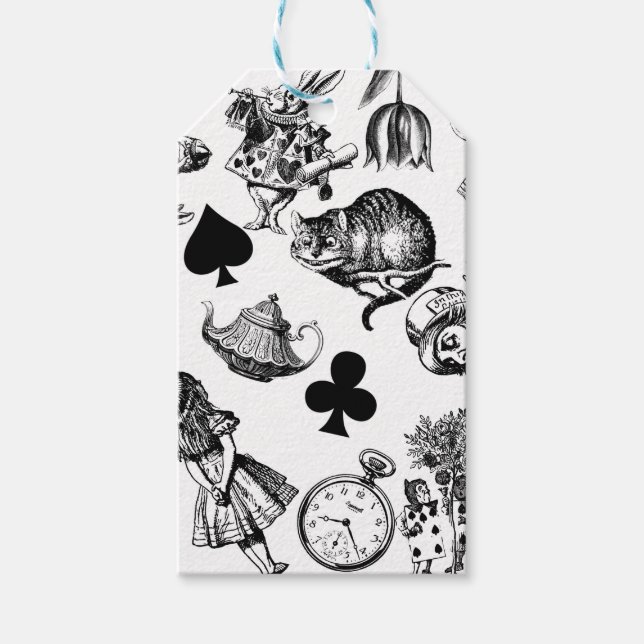 Étiquettes-cadeau Alice White Rabbit Wonderland Classic (Devant)